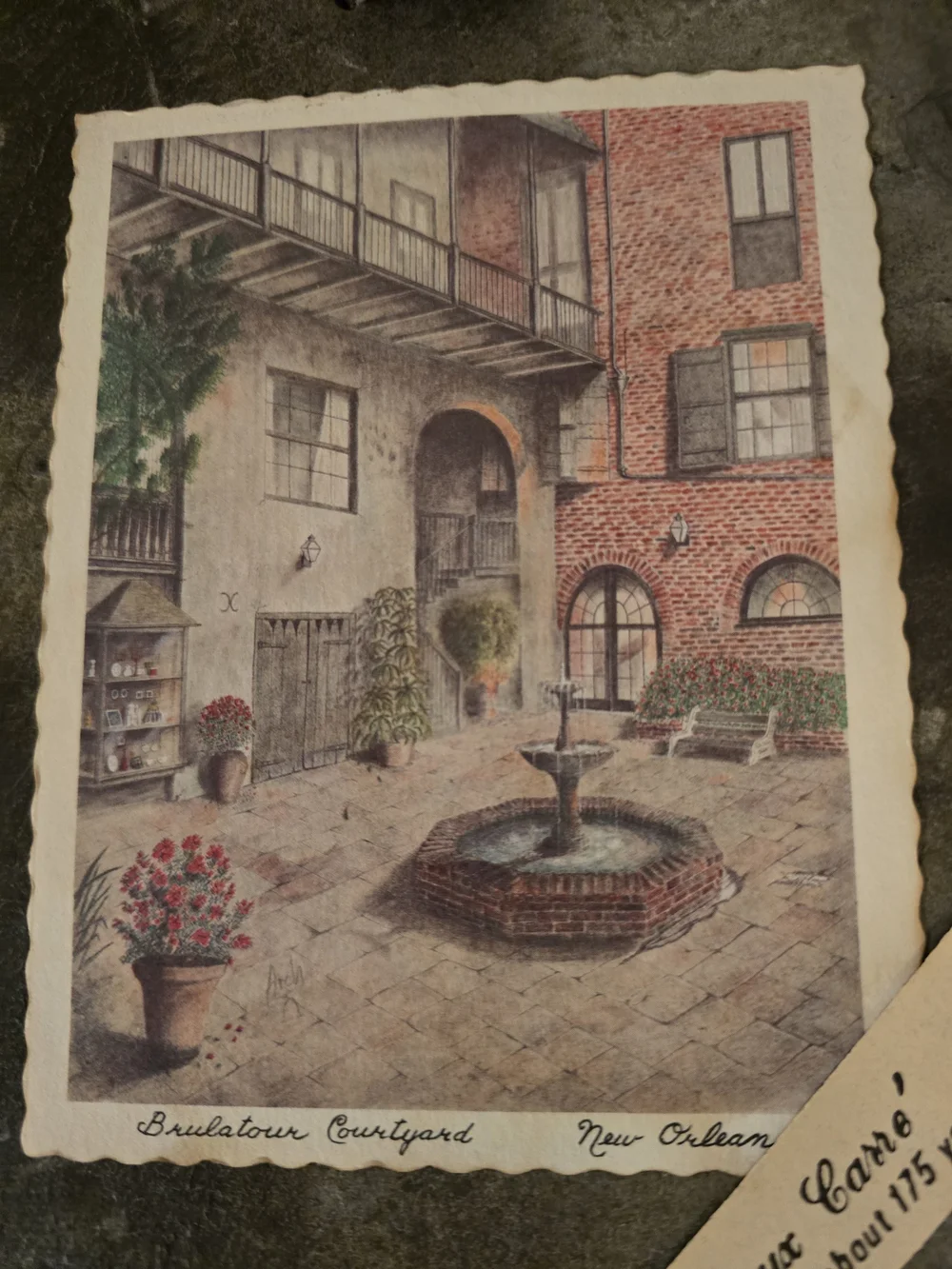 Vintage New Orleans Brulatour Courtyard 1800s Slate Art French Quarter 8x6